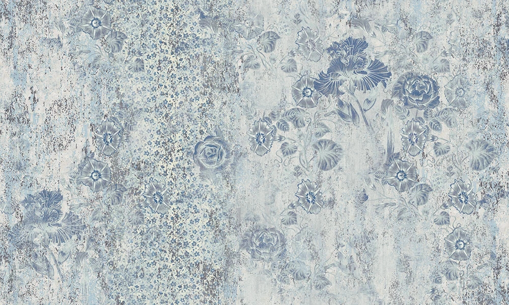 Фотообои и фрески на стену - цветы, под штукатурку, светло голубая, серая