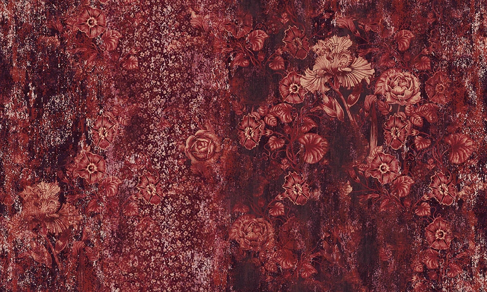 Фотообои и фрески на стену - цветы, под штукатурку, бордовая