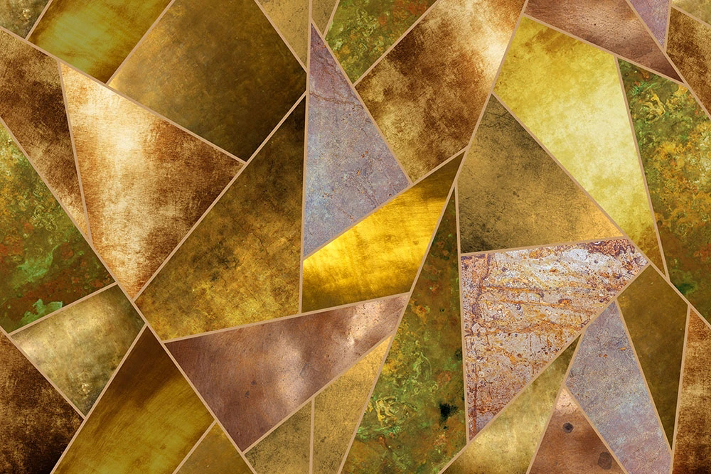 Фотообои и фрески на стену - геометрия, треугольники, золотые, с золотом