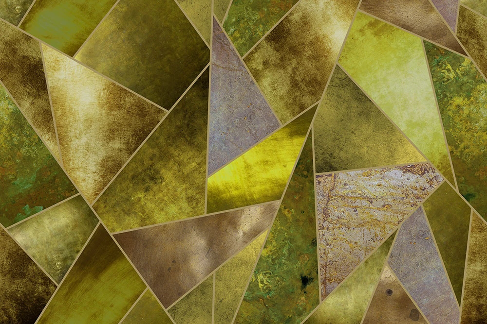 Фотообои и фрески на стену - геометрия, треугольники, зеленая