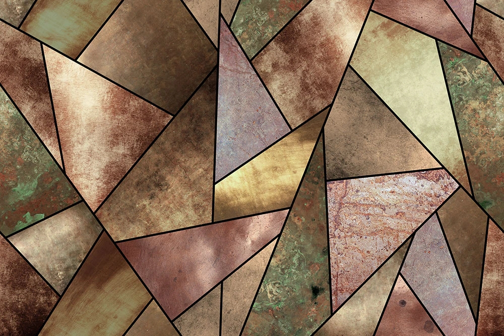 Фотообои и фрески на стену - геометрия, треугольники, зелено-коричневая