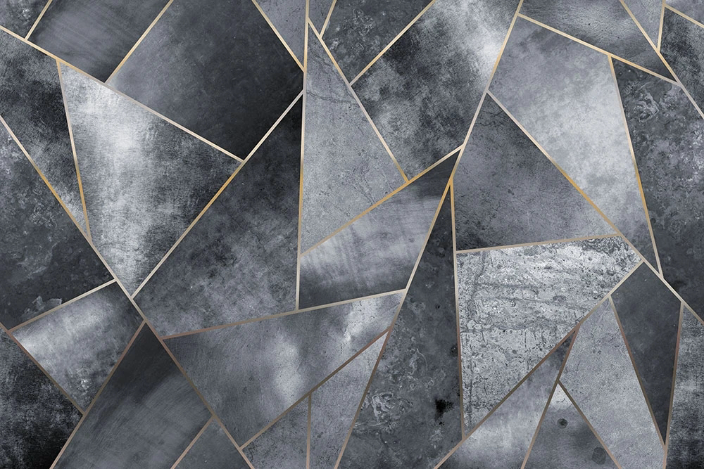 Фотообои и фрески на стену - геометрия, треугольники, темно серая