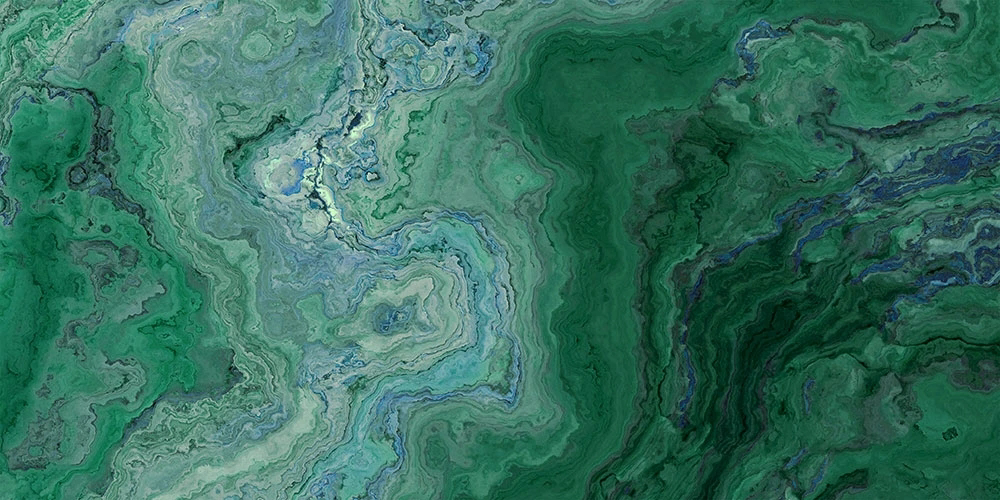 Фотообои и фрески на стену - в ванную комнату, под мрамор, под камень, ярко зеленая, изумрудная