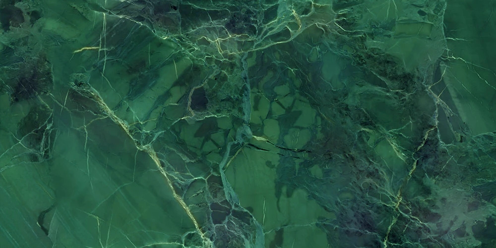 Фотообои и фрески на стену - в ванную комнату, под мрамор, темно зеленая, с белыми линиями