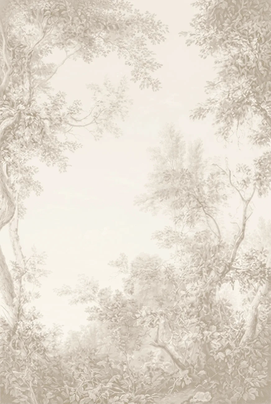 Фотообои на стену - пейзаж бежевые, ветки, деревья, листья на стену