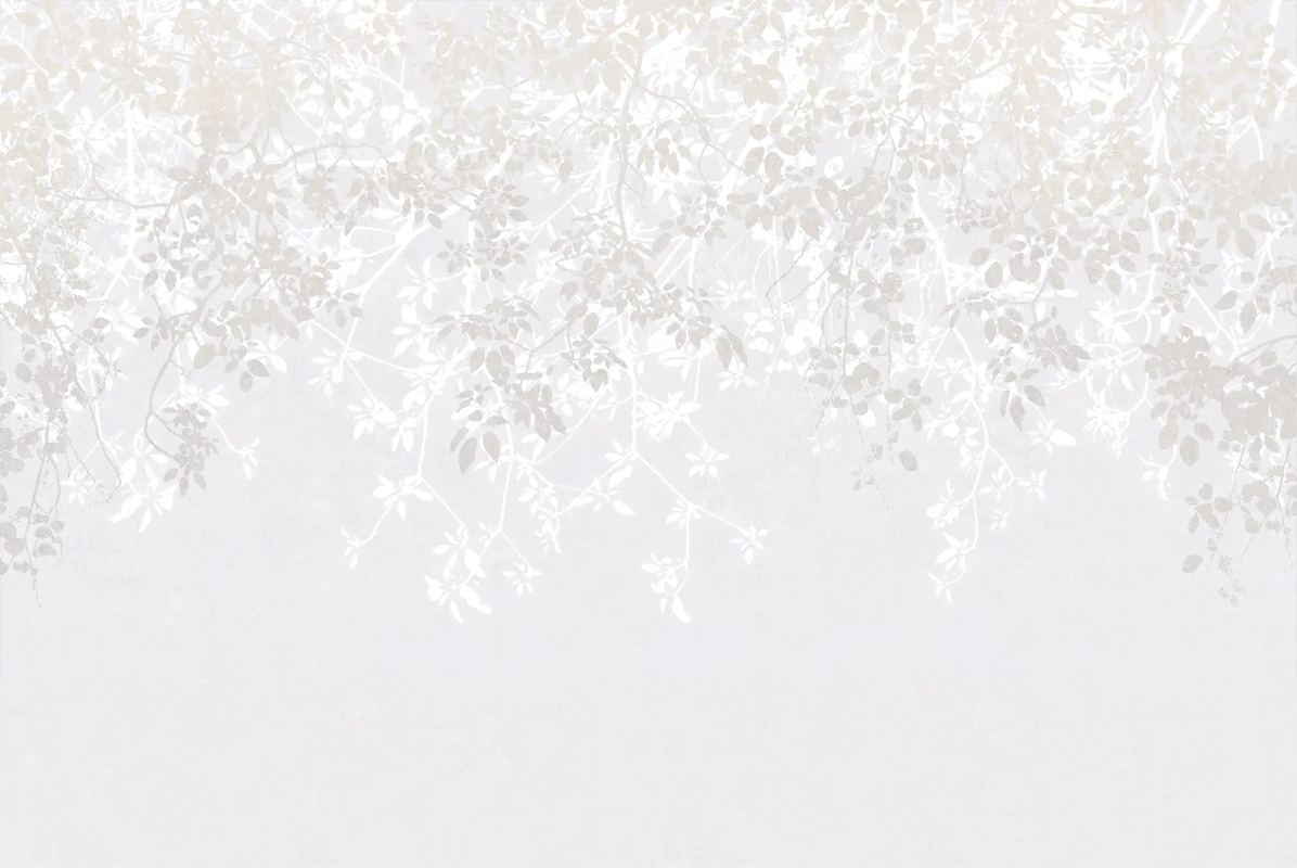 Фотообои на стену - графика, бежевые, ветки, листья, листья на стену