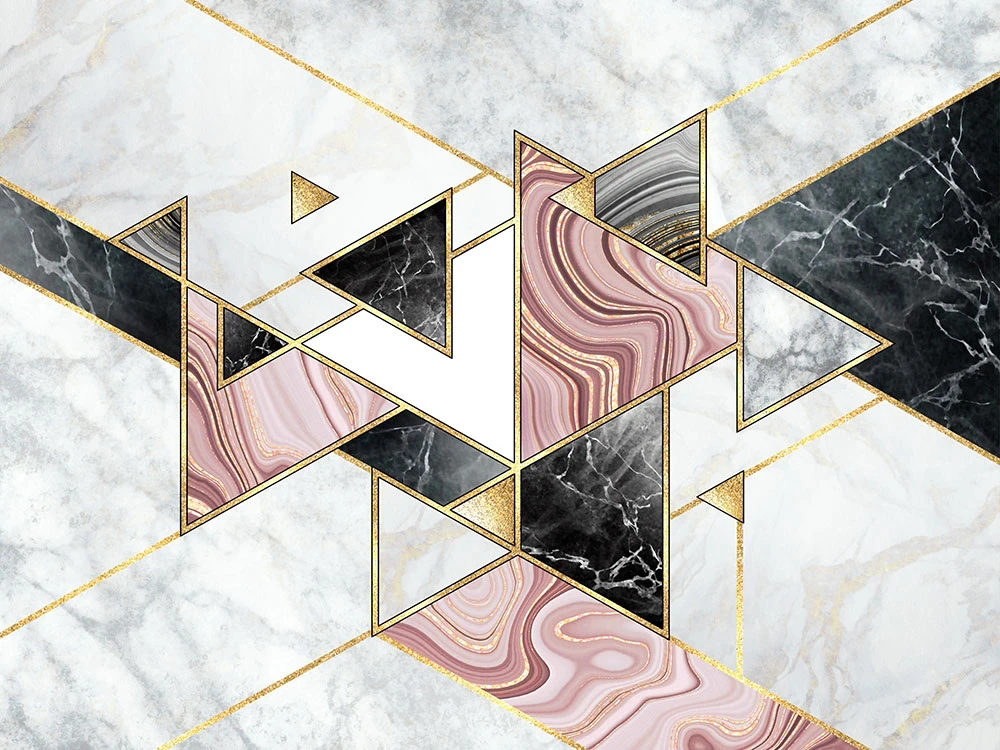 Фотообои на стену - геометрия, в ванную комнату, серо-розовая