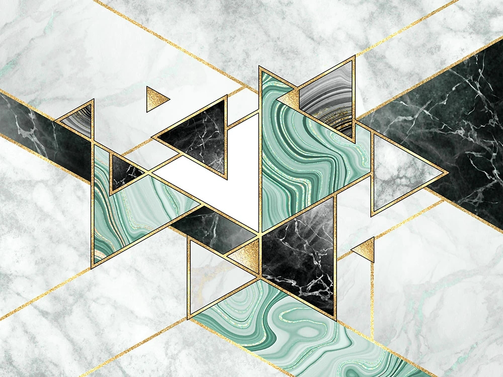 Фотообои на стену - геометрия, в ванную комнату, серо-зеленая