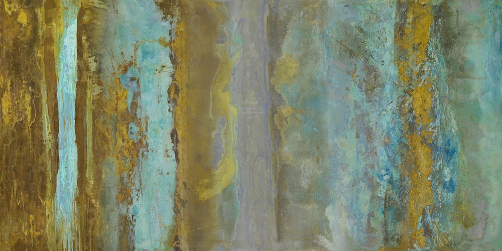 Фотообои и фрески на стену - абстракция, полосы, светло бирюзовая, золотая