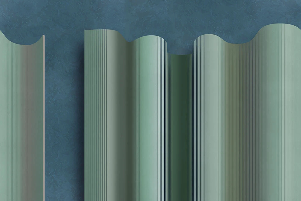 Фотообои и фрески на стену - геометрия, сине-зеленая