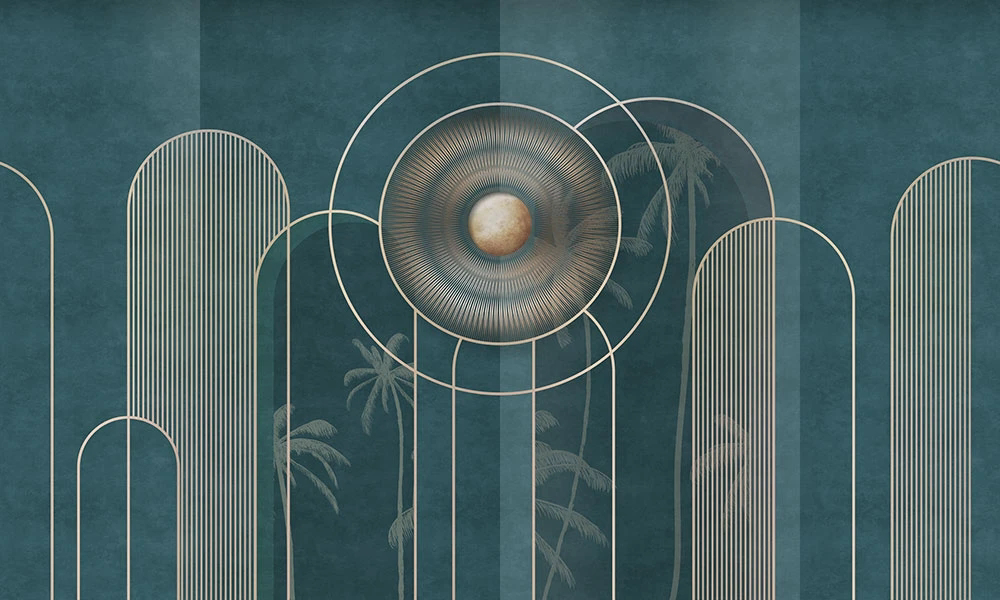 Фотообои и фрески на стену - абстракция, бежево-синяя