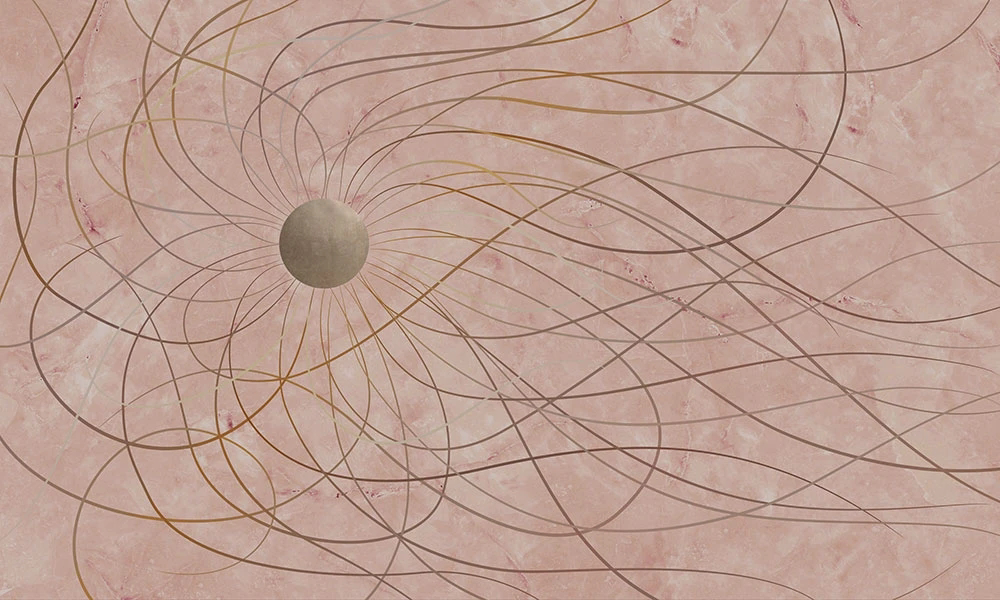 Фотообои и фрески на стену - абстракция, бежевые линии, бежевые, шар