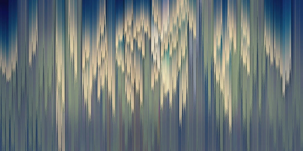 Фотообои и фрески на стену - абстракция, сине-зеленая, бежевая, вертикальные полосы