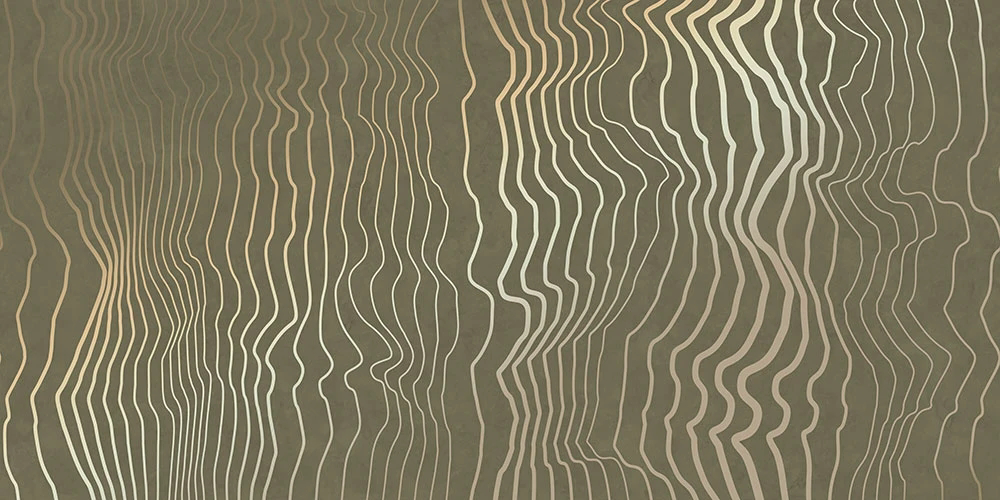 Фотообои и фрески на стену - графика, золотые линии, вертикальные линии, серо-зеленая, болотного цвета