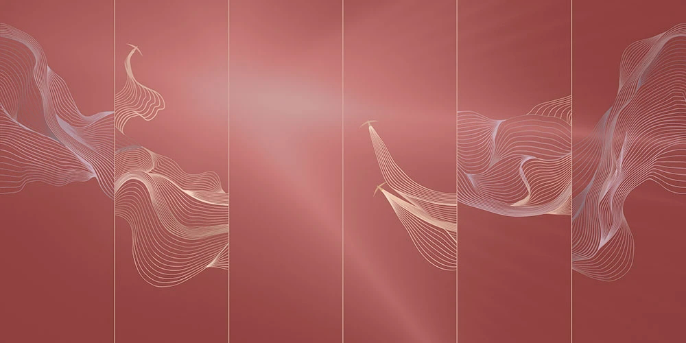 Фотообои на стену - графика, розовая, вертикальные линии, ягодного цвета