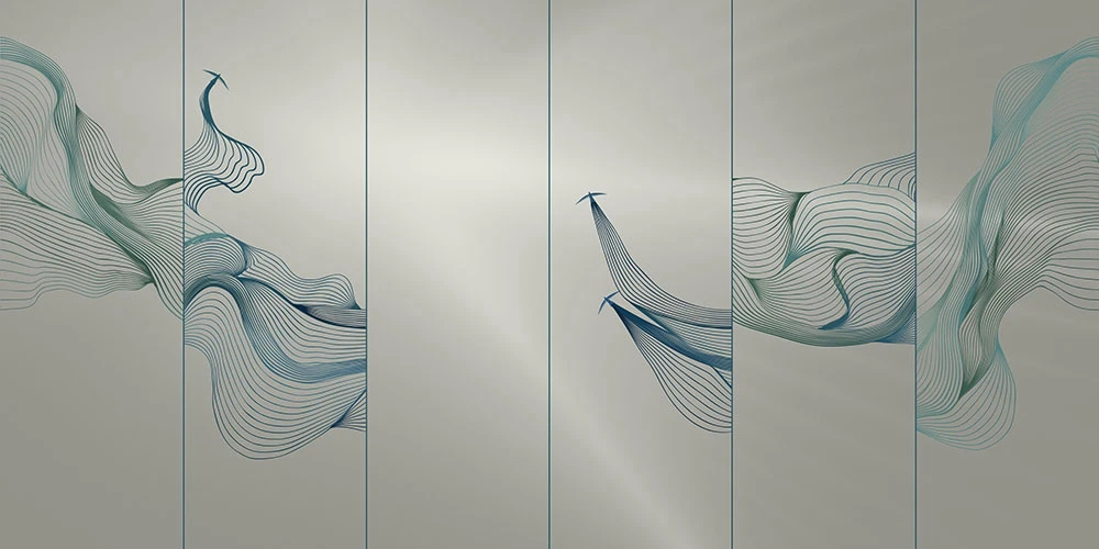 Фотообои и фрески на стену - графика, синие линии, вертикальные линии, светло синяя