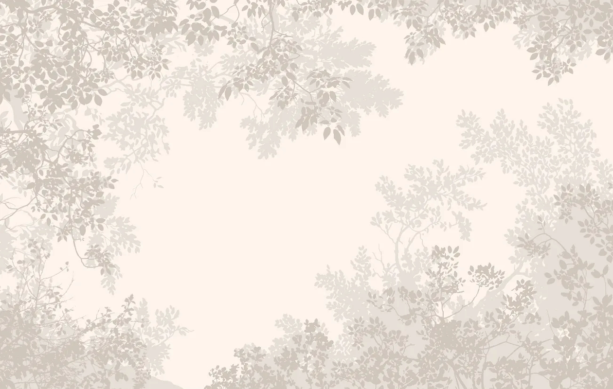 Фотообои на стену - графика, бежевые, ветки, листья, листья на стену, с ветками, с ветками деревьев, листья ветки