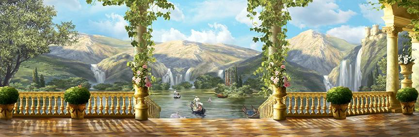 Фотообои и фрески на стену - пейзаж, море, терраса, корабль