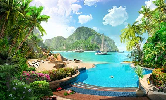 Фотообои и фрески на стену - пейзаж, залив, море