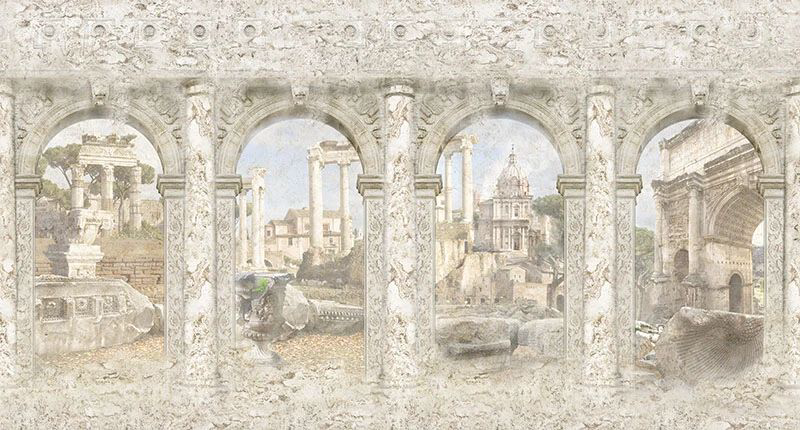 Фотообои и фрески на стену - арка, с развалинами, светлая