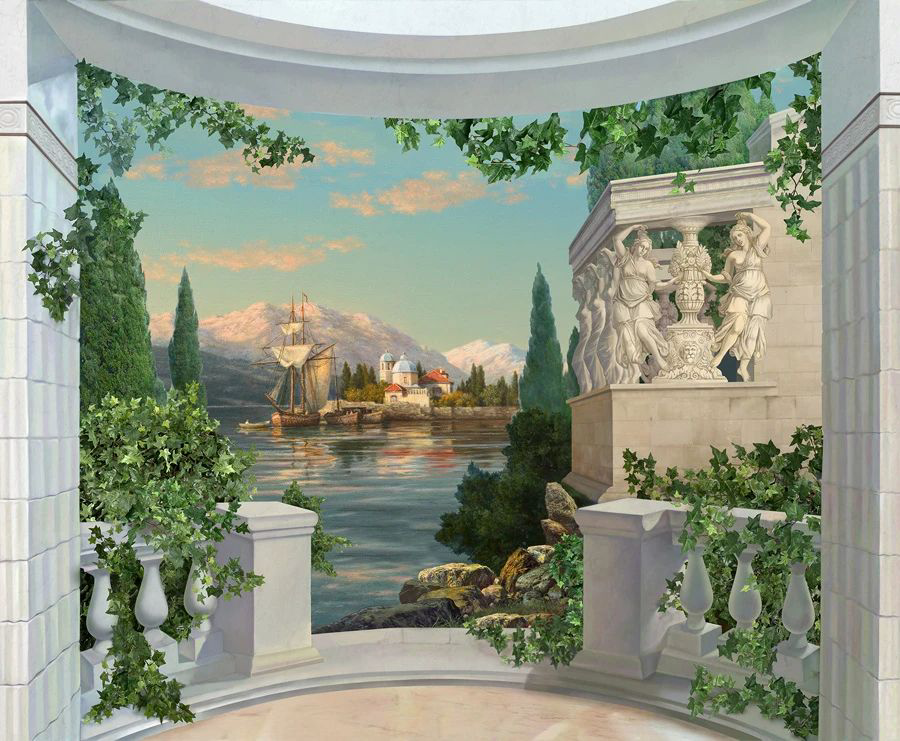 Фотообои и фрески на стену - пейзаж, морской, терраса, корабль