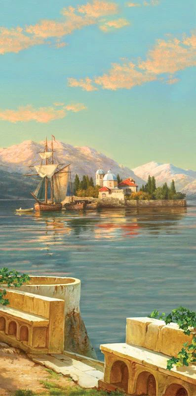 Фотообои и фрески на стену - живопись, море, горы