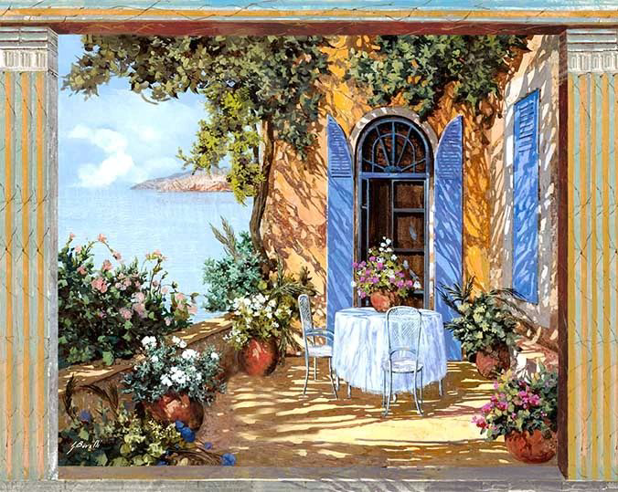 Фотообои и фрески на стену - арка, море, живопись