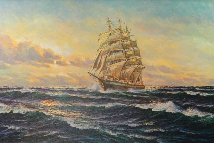 Фотообои и фрески на стену - пейзаж, море, парусник
