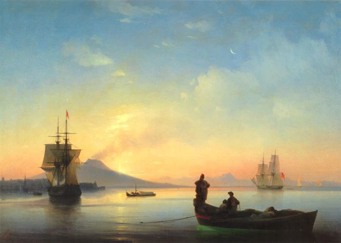 Фотообои и фрески на стену - пейзаж, море, корабли, закат