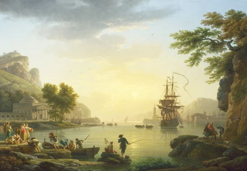 Фотообои и фрески на стену - пейзаж, живопись, море, старинная