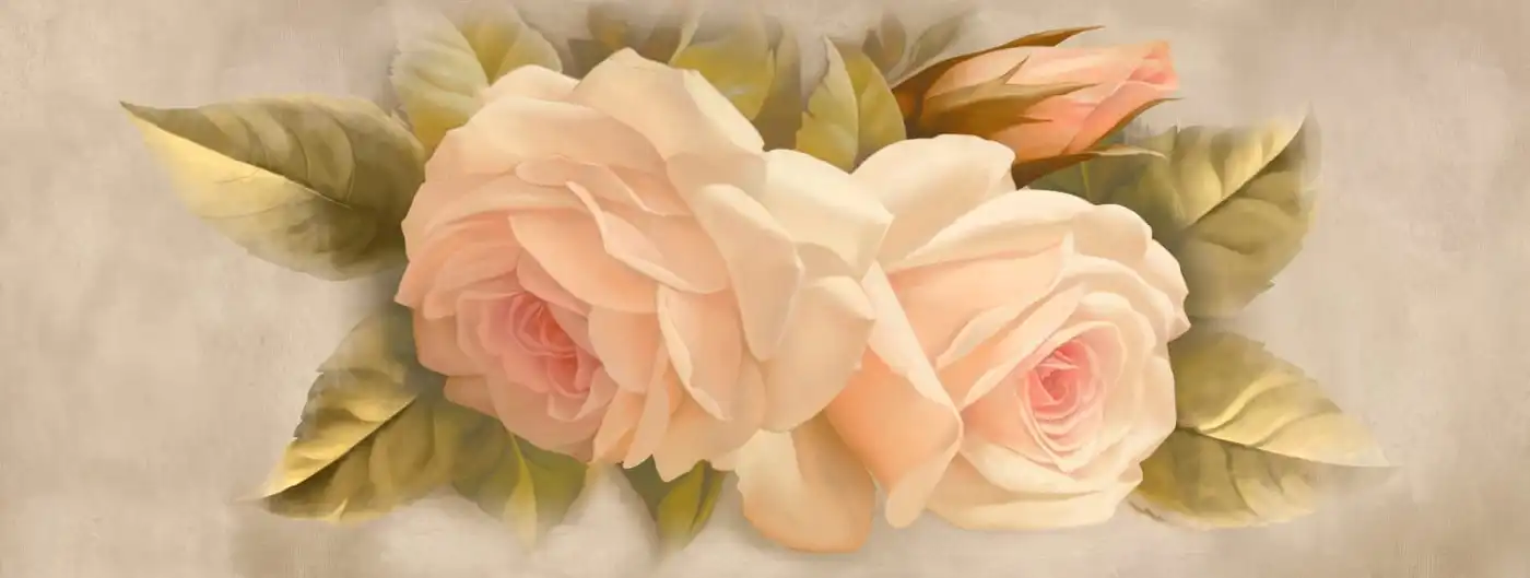 Фотообои и фрески на стену - персиковые, широкие, розы, в стиле прованс, в загородный дом, розы увеличенные, персиковые розы, персикового цвета, прованс 