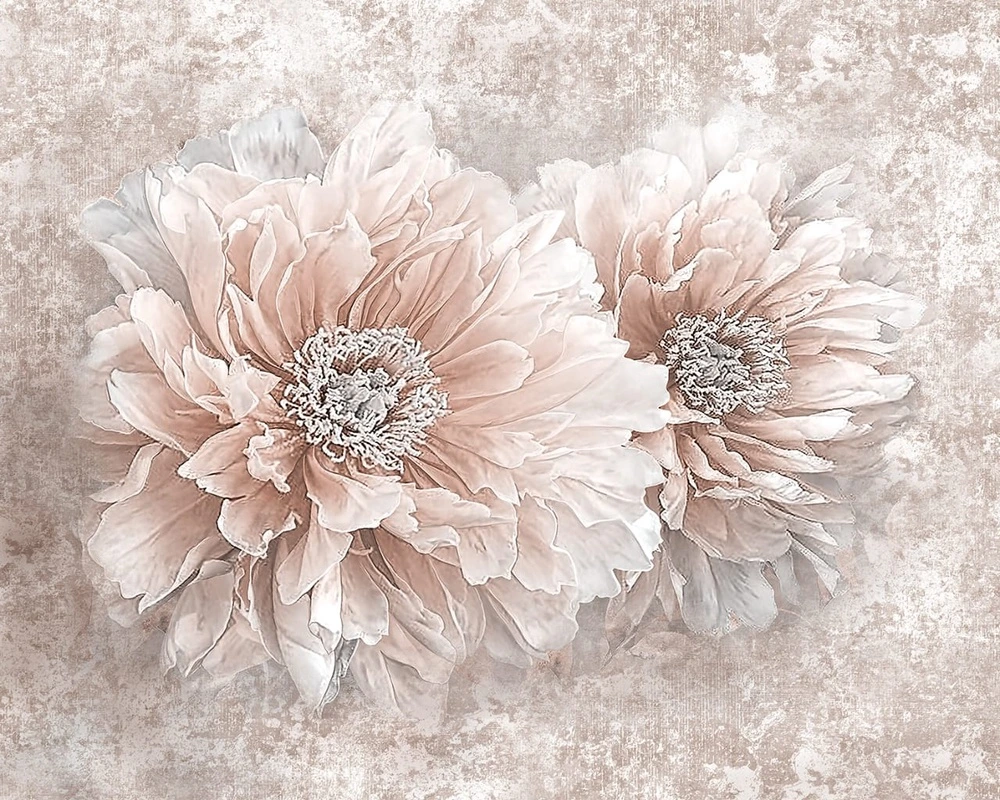 Фотообои на стену - пионы, бежевые, цветы крупные