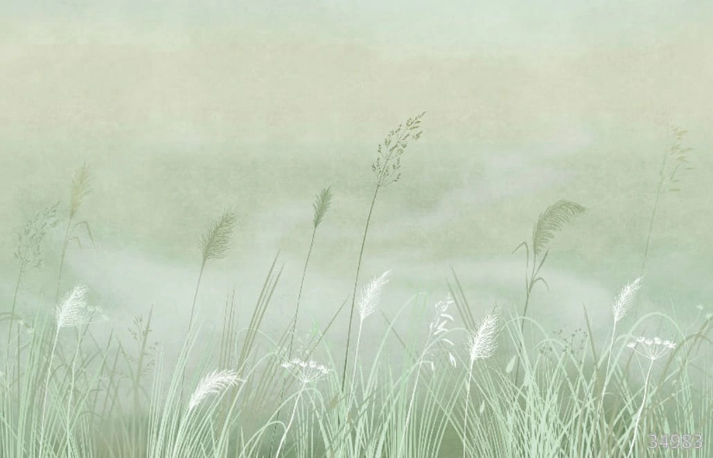 Фотообои на стену - в загородный дом, поле, светло бирюзовые, колосья