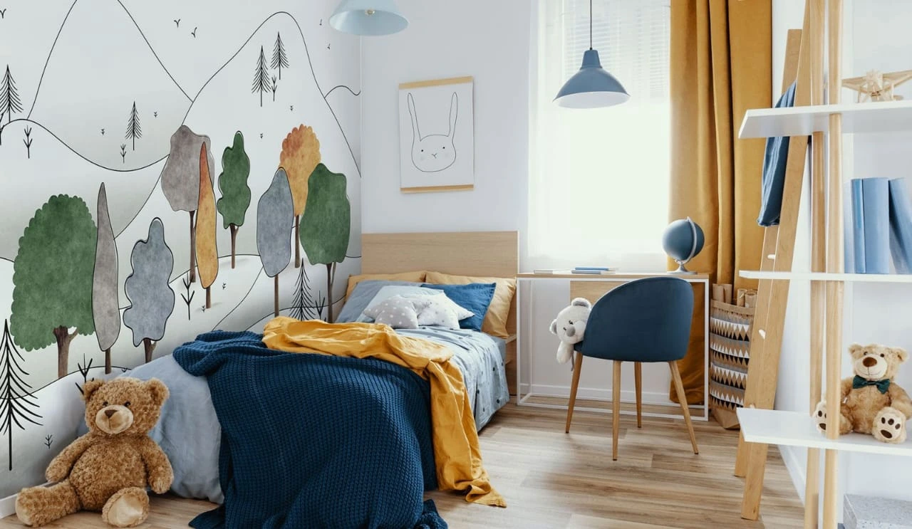 Фотообои на стену - в детскую комнату, деревья и горы