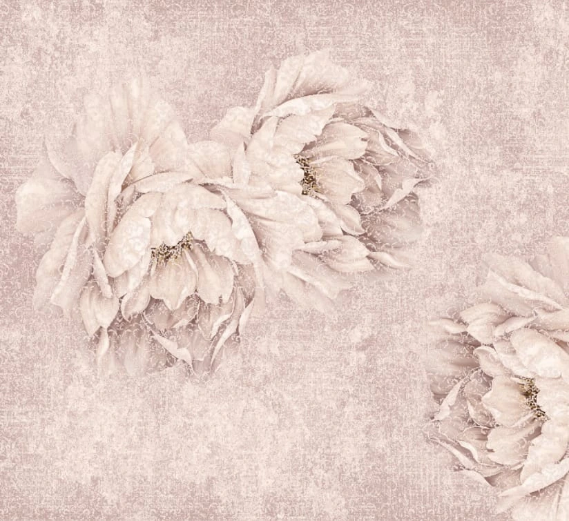 Фотообои на стену - пионы, ажурные, с узором, крупные цветы, бежево - розовые