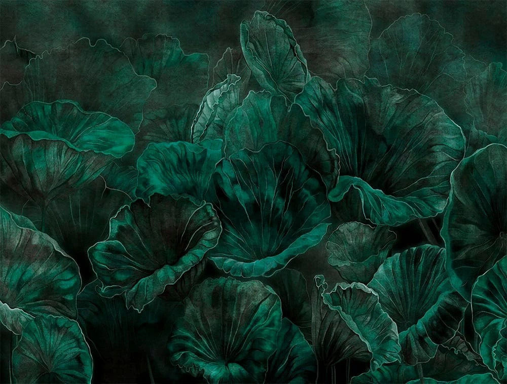 Фотообои на стену - в загородный дом, зеленые листья, яркие, на веранду