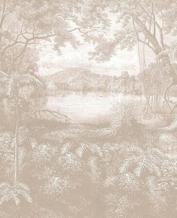 Фотообои на стену - пейзаж, коричневые, природа, река, 3д, лес