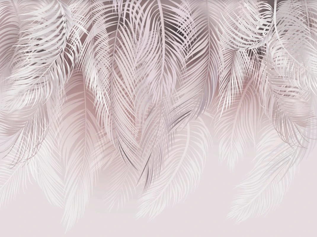 Фотообои на стену - графика, листья, графические, бежевые, на бежевом фоне