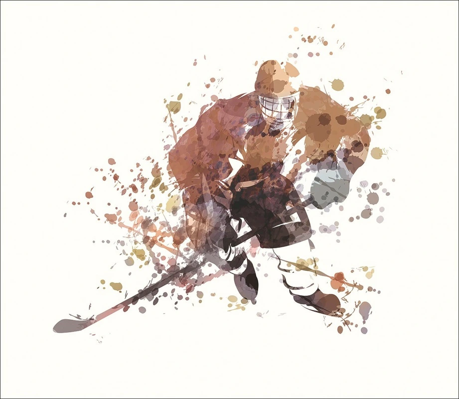 Фотообои на стену - в детскую комнату, хоккеист, хоккей, коричневые