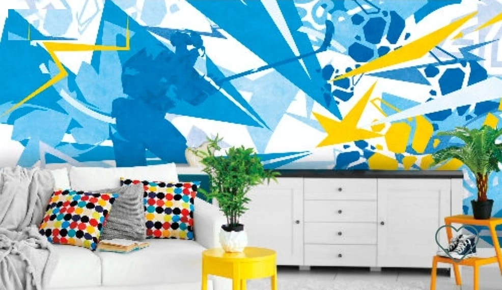 Фотообои на стену - в детскую комнату, абстракция, ярко синие