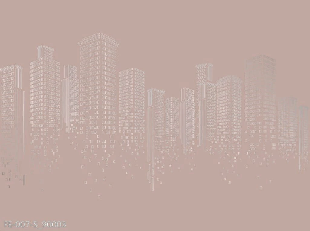 Фотообои на стену - графика, город, бежево-розовые