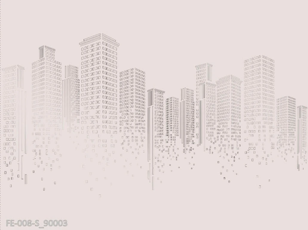 Фотообои на стену - графика, город, на светло розовом фоне