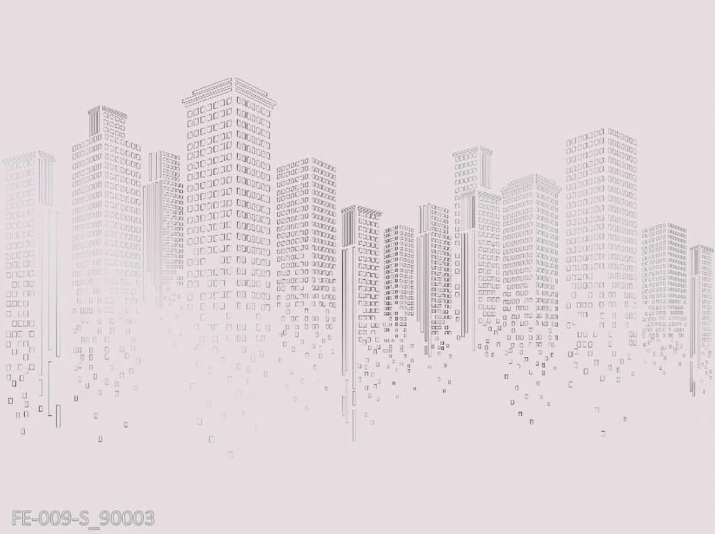 Фотообои на стену - графика, мегаполис, на светло сиреневом фоне