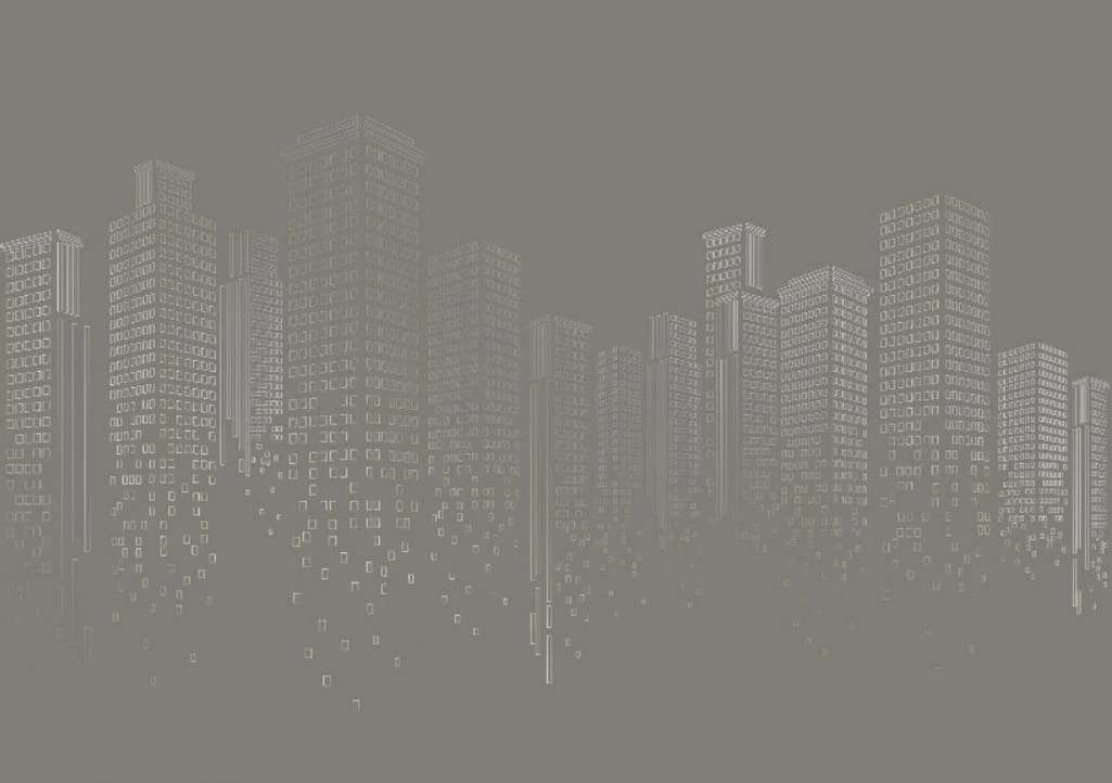 Фотообои и фрески на стену - графика, мегаполис, бежево-серые