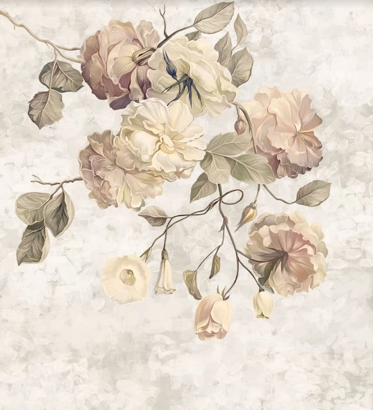 Фотообои на стену - цветы, шиповник, розы, светлые, над диваном