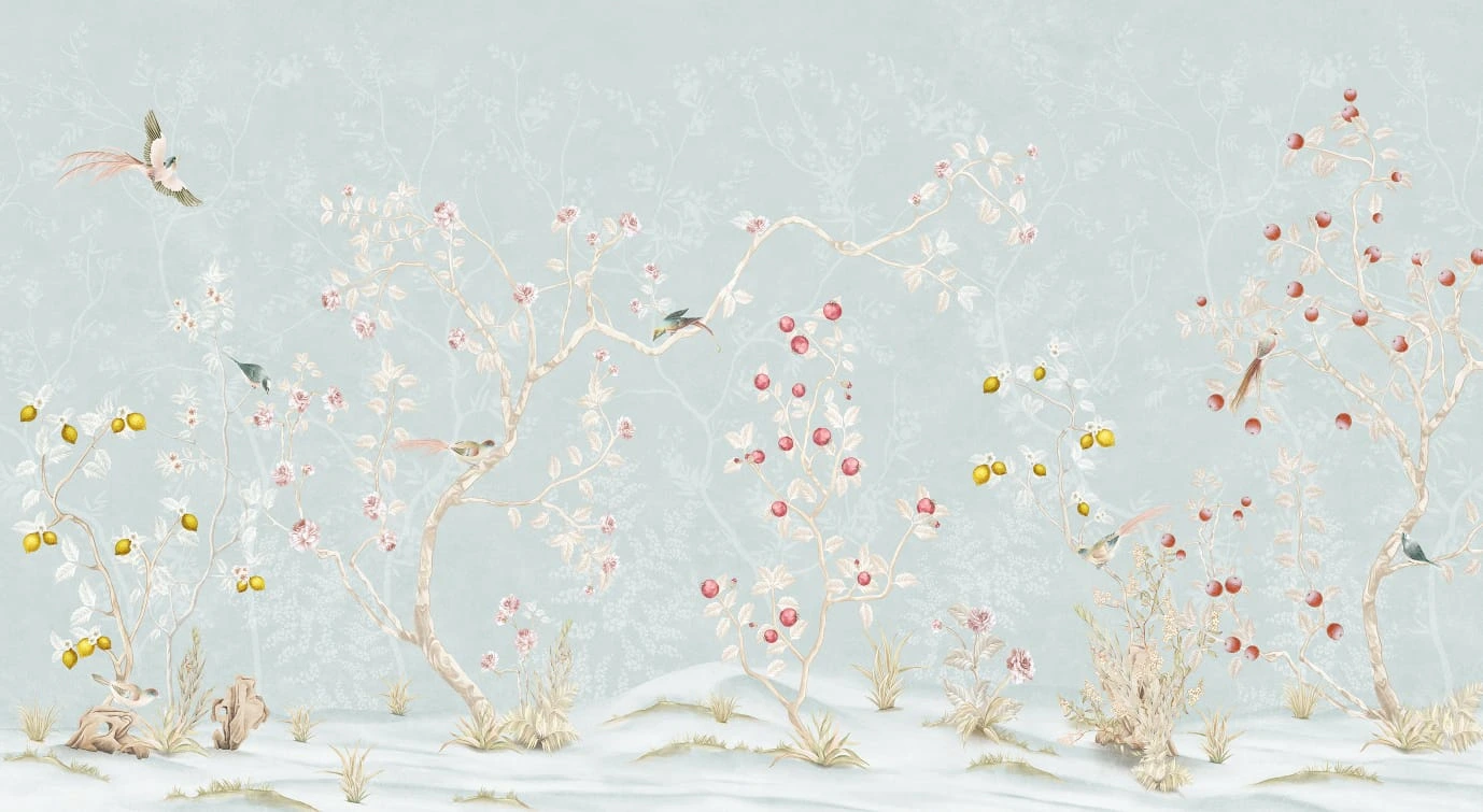 Фотообои на стену - шинуазри, сад, китайские, бирюзовые, голубые