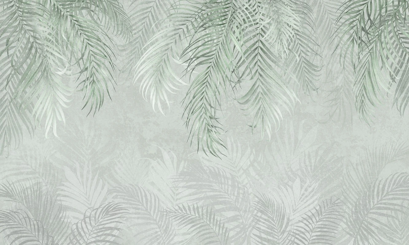 Фотообои на стену - современные, листья пальмовые, ярко зеленые