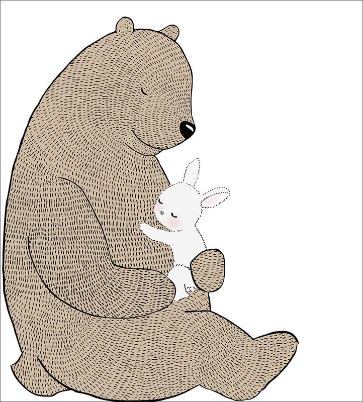 Фотообои на стену - наши работы, медведь, зайчик, коричневые, детские