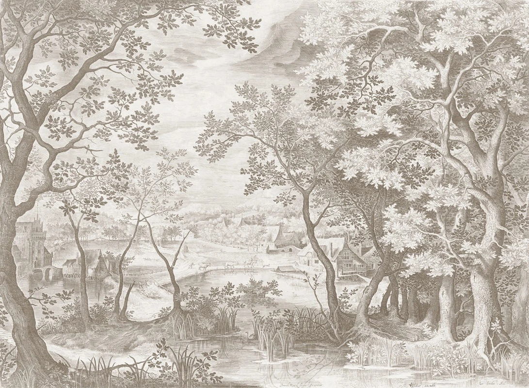 Фотообои на стену - пейзаж, бежевые, деревья, клены, природа, лес