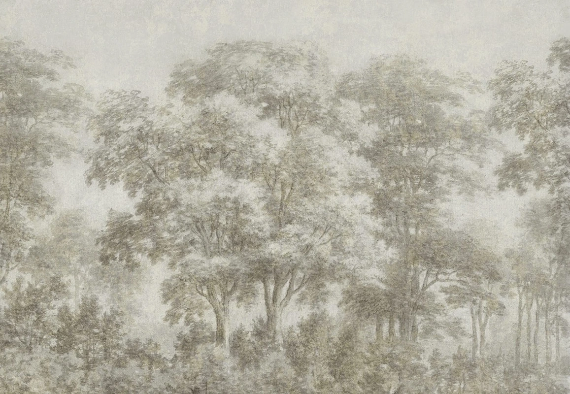 Фотообои на стену - пейзаж, бежевые, деревья, лес